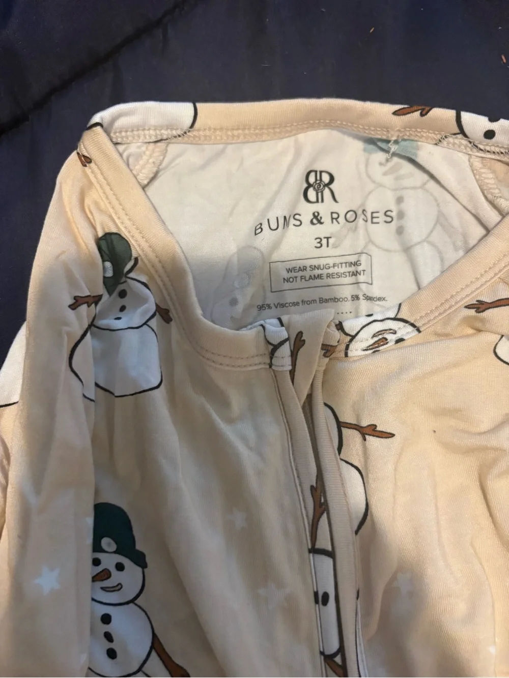 Bums and RosesZip-Front One-Piece Pajama - Beige 3T